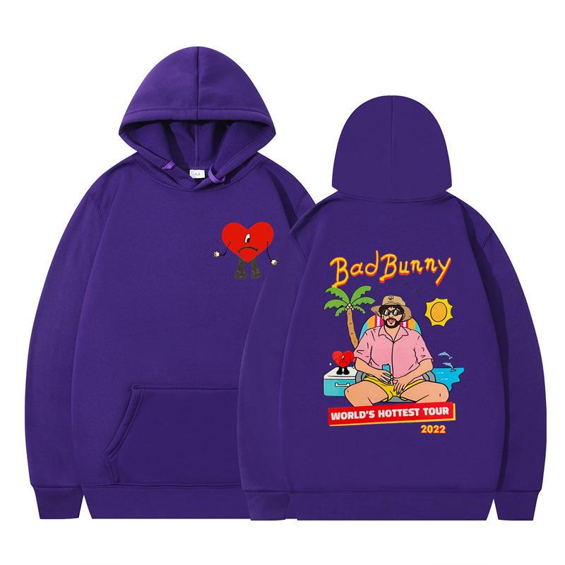 Un Verano Sin Ti Bad Bunny Anime Print Fashion Men'S Casual Hooded Sweater