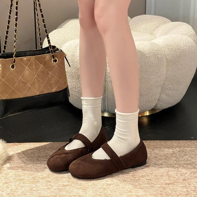Komfortable Fleecegefütterte Damen Ballerinas Schlichte Runde Zehenschuhe 2026 Neue Frühjahrs Warme Baumwolle zum Hineinschlüpfen Oma's Schuhe