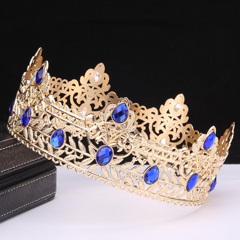 Men's Crown Simple Multi Color Round King Crown Baroque Bride Retro Alloy Hair Crown Headdress