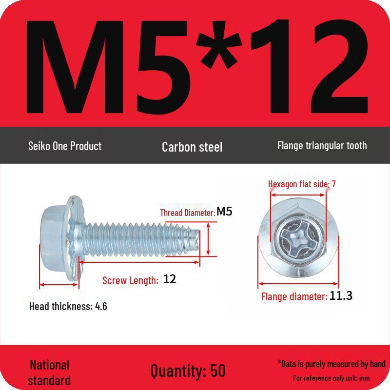 Grade 10.9 Galvanized Hex Flange Anti-slip Self-locking Triangular Thread Self-tapping Screw