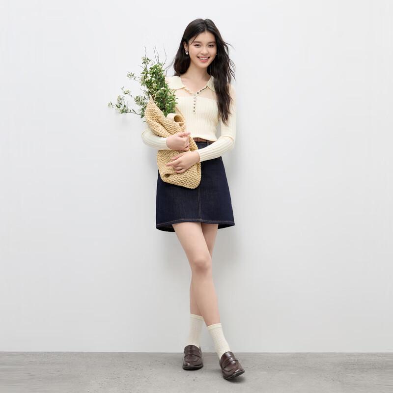 Qiushui Yiren Women's Ribbed V-Neck Knit Sweater