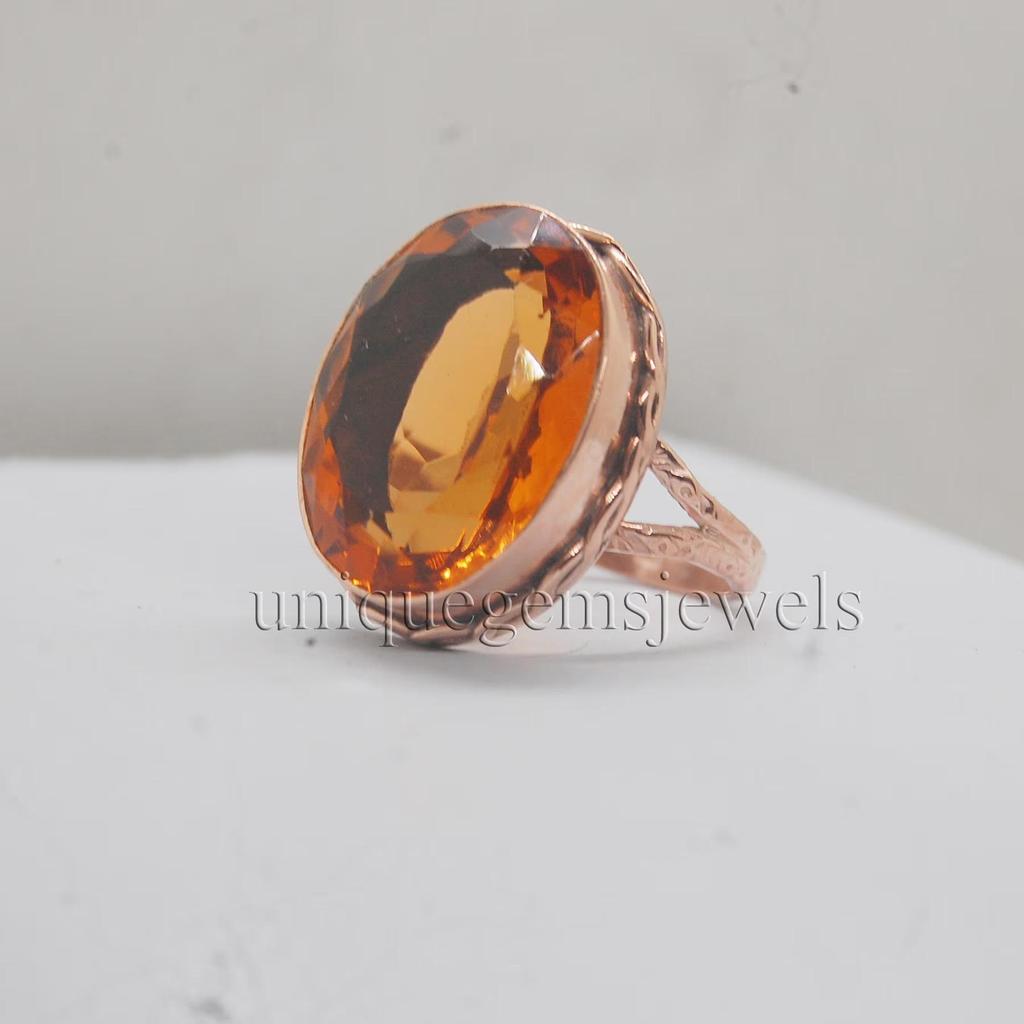 Huge Oval Cut Olive Golden Topaz 925 Sterling Silver Rose Gold Ovelray Ring Jewelry, Unique Statement Wedding Gift Ring