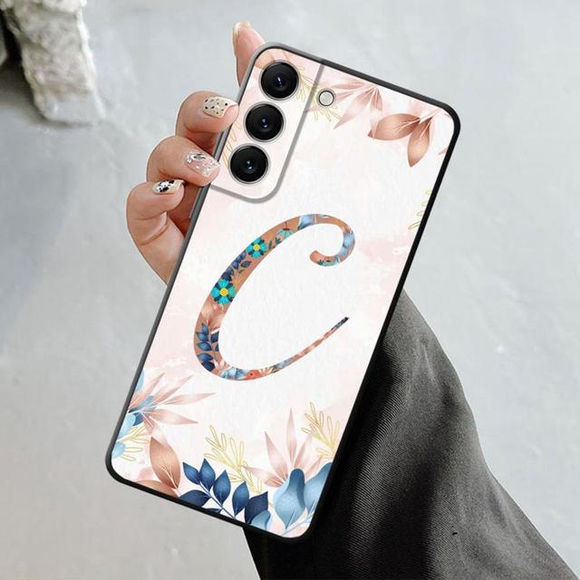 Handyhülle für Samsung Galaxy S23 S22 S21 S20 Fe Ultra S10 S9 S8 Plus Note 20ultra 10plus Hülle Blumenmuster Blatt Buchstabe Kunst