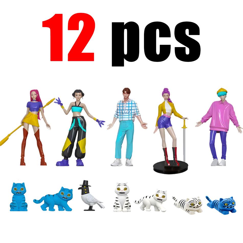 Demon Hunters Action Figure Set Collectible Stuffed Toys Derpy Tiger Rumi Mira Zoey Sussy Dolls - 5/7/12pcs Gift for Fans