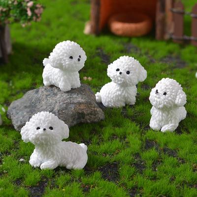 4Pcs/set Cute Pet Dog Puppy Miniatures Resin Crafts Small Ornaments Fairy Garden Decoration Micro Landscape