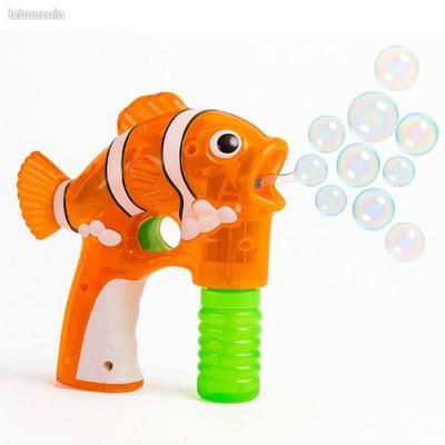 Oranje Clownvis Zeepbelpistool van Plastic met 2 Navullingen Ideaal voor Kinderen Buitenspel Bubble Gun