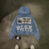 2026 Vintage Hoodie Men Women Retro Rock Style Zip Up Sweatshirt Loose Fit Teenagers