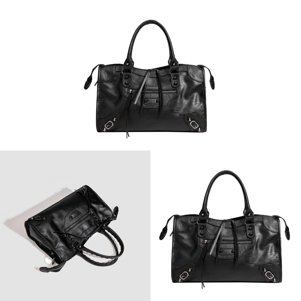 Street Style Pu Leather Tote Bag With Zipper Closure For Daily Use