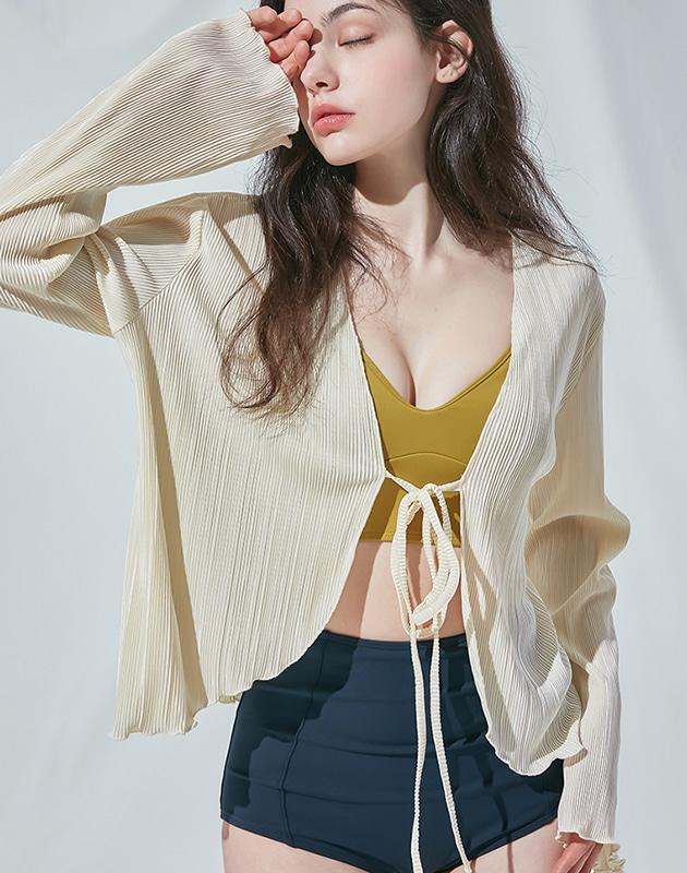 VIKINI VENDER Loose Fit Pleated Cover-Up Cardigan