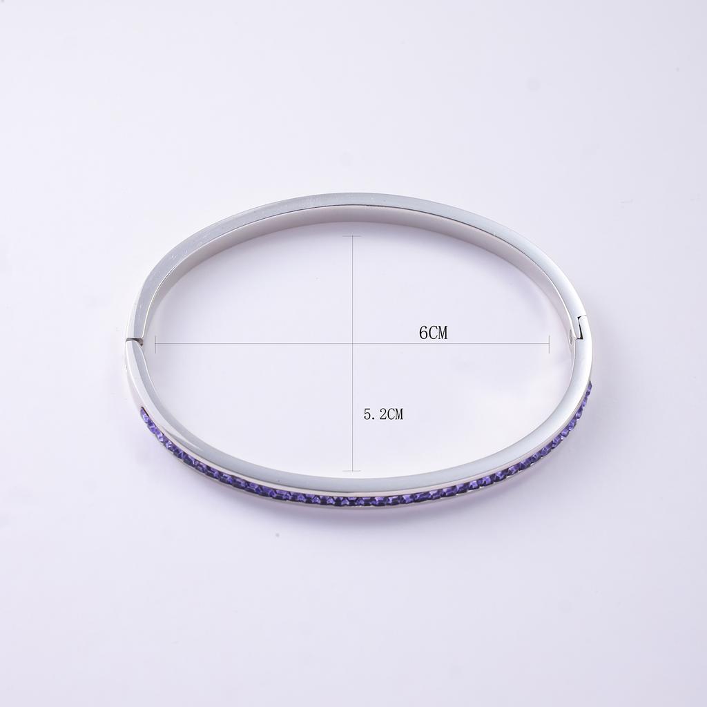 High Quality Gold Plated Stainless Steel Colorful Crystal Cz Baguette Wrist Bracelet Bangle Jewelry For Women