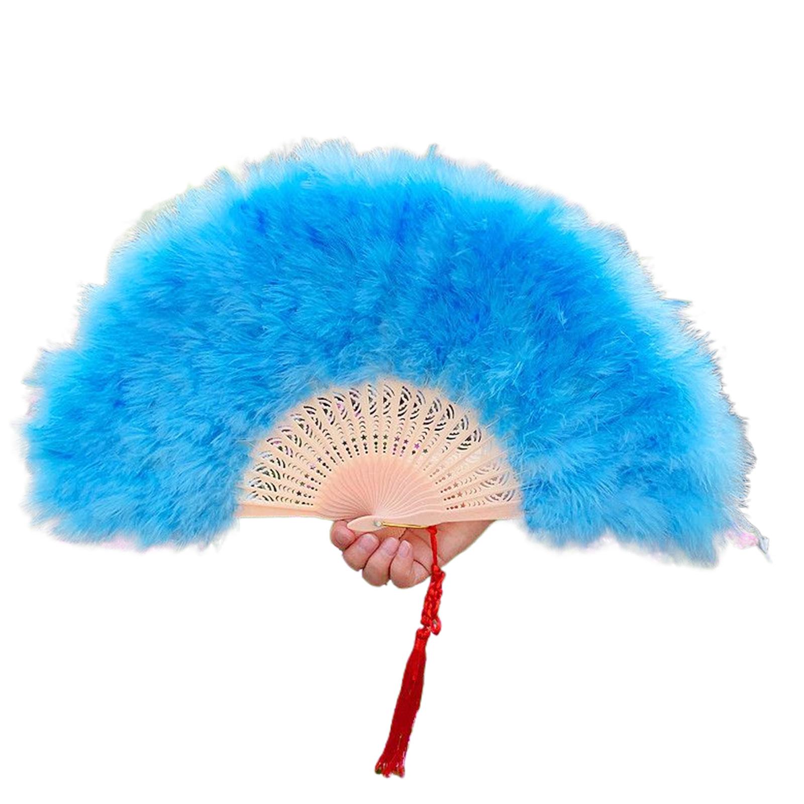 Веер с перьями Складной веер Веер Флэппер Ручной веер для костюма Танцевальное шоу Вечеринка Свадебное украшение Веер Представления Веер для вечеринки 7