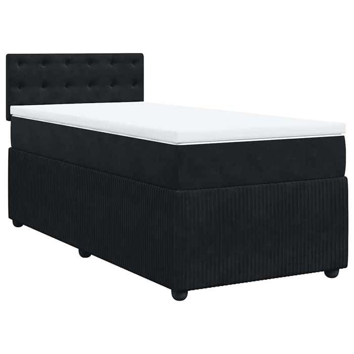 Maison Exclusive - Slatted Bed Base with Mattress Black 90x200 Cm Velvet