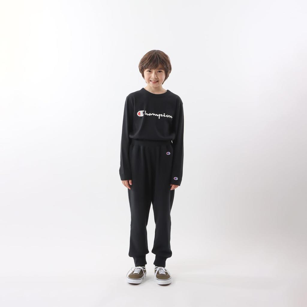 Pants Kids Cotton French Terry COTTON USA One Point Logo Embroidery Long Pants Basic Black 160 [Champion] 100% CK-Y201