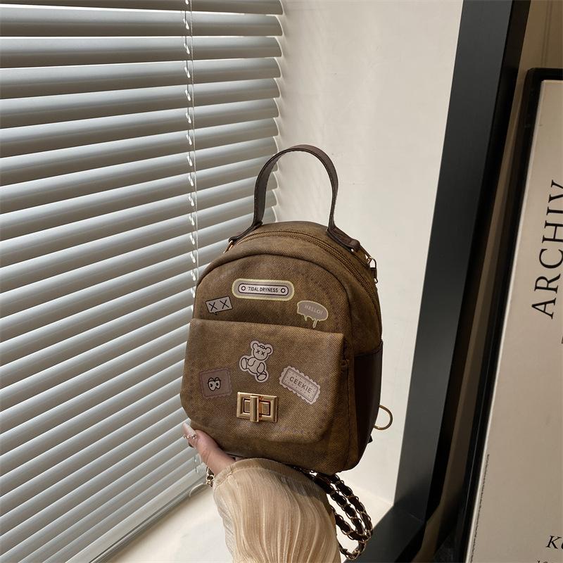 

Женский новый изысканный повседневный маленький рюкзак высокого класса, женский универсальный милый рюкзак коричневый