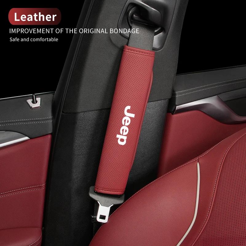 For Jeep Breathable Car Seat Belt Padding Pad Interior Accessories For Jeep Wrangler Renegade Compass Grand Cherokee JK Patri
