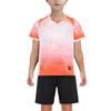 Children‘s Football Training Outfit V-Neck Short Sleeve Patterned T-Shirt and Elastic Waistband Drawstring Shorts for Athletic Practice