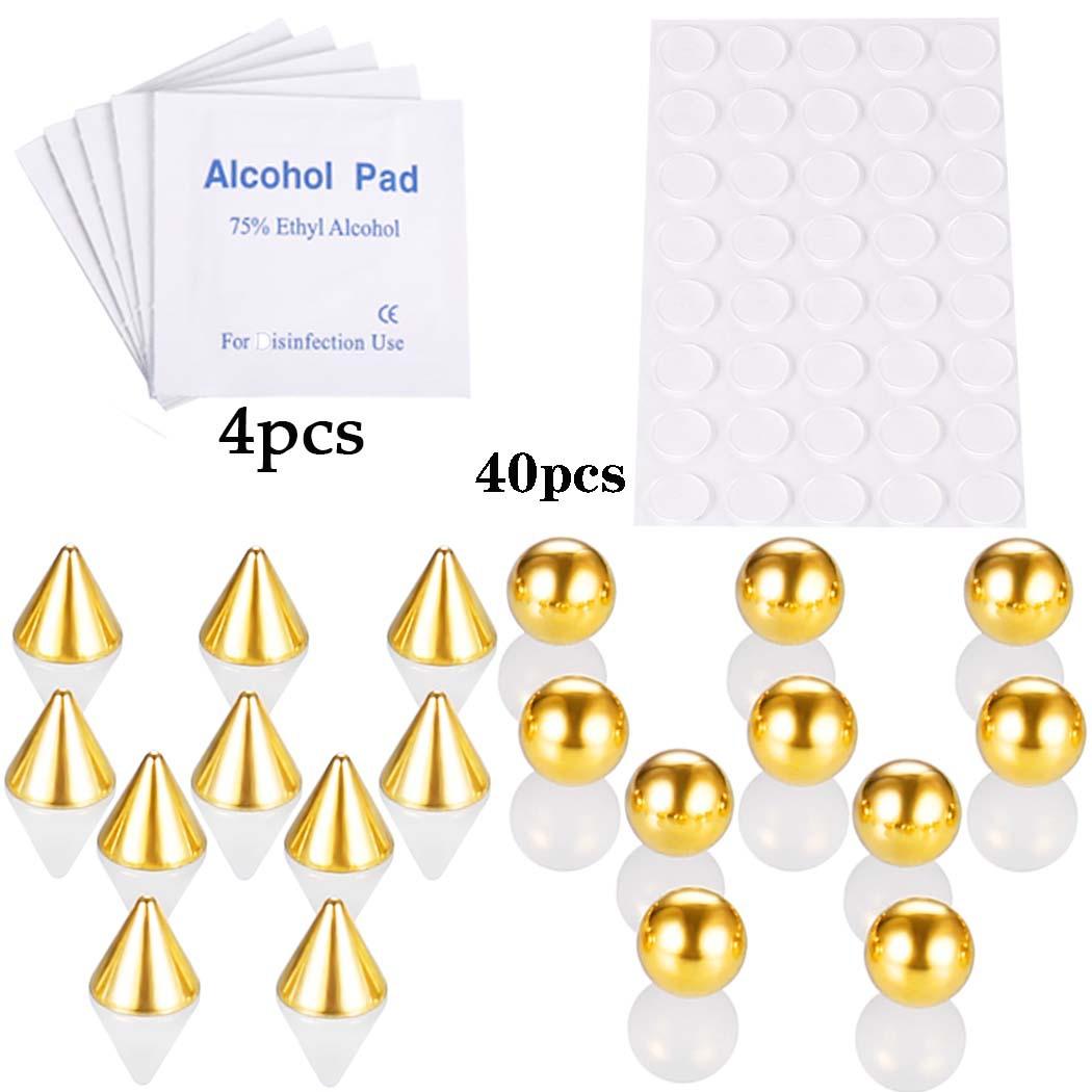 

Stainless Steel Fake Piercing Stud Set Fake Nose Ring Stud Sticker Pack Fake Eyebrow Lip Piercing Non Piercied Earring Stud Lot 3mm золотой