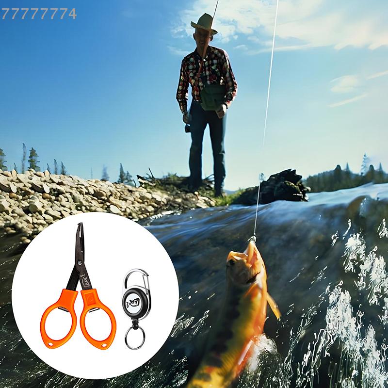 Multifunctional Mini Fishing Pliers with Foldable Lure Scissors, Stainless Steel, Portable Design, Curved Mouth Hook Remover
