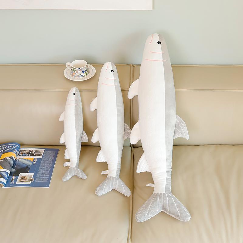 50/70/100Cm Very Silky Salt Fish Snuggly Companions Lifelike Grey Salt Fish Stick Plush Dolls Buddies Bday Present