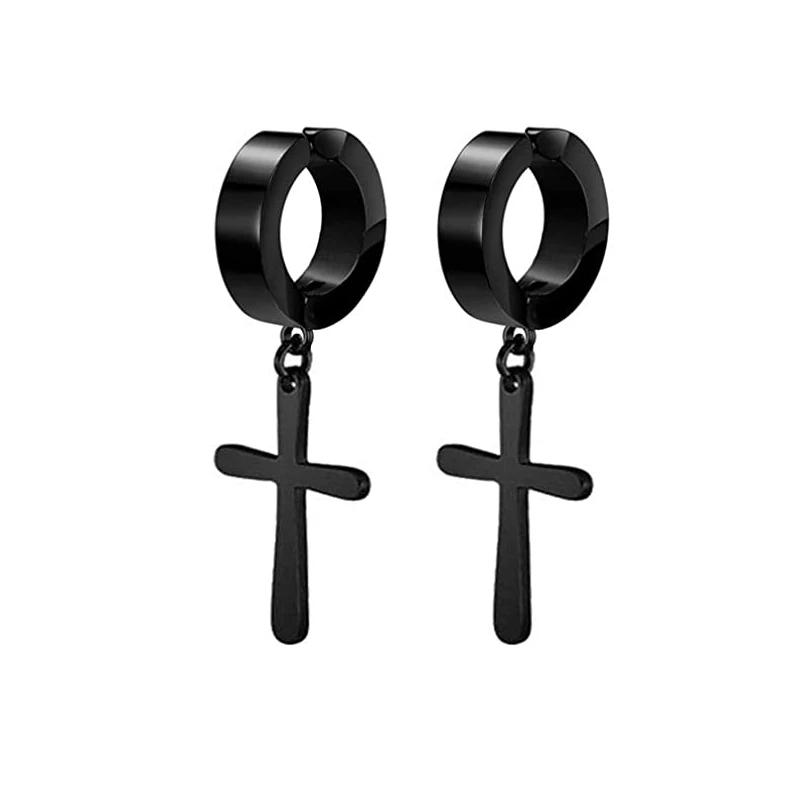 1 Pairs Magnetic Ear Clip Set Men and Women Stainless Steel Ring Cross Non-Perforated Fake Gauge Earrings Jewelry Gift