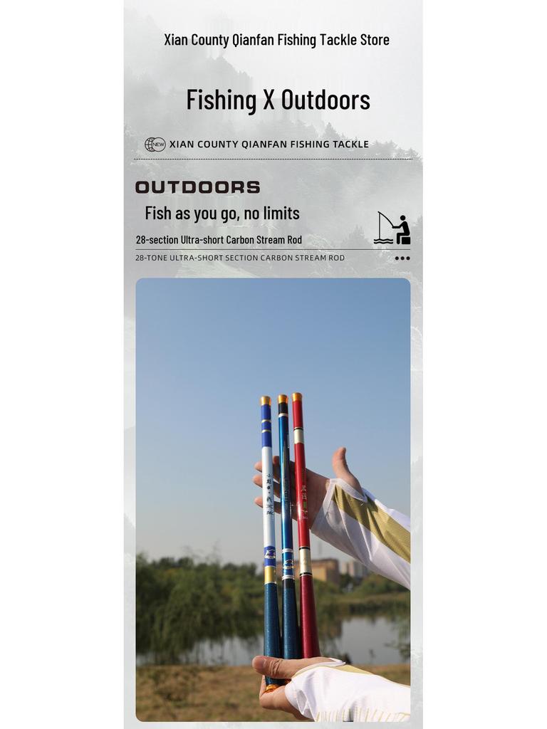 Cross Carbon Telescopic Fishing Rod - 1.35-6.3m Stream, Sea, or Ultra-Short Model