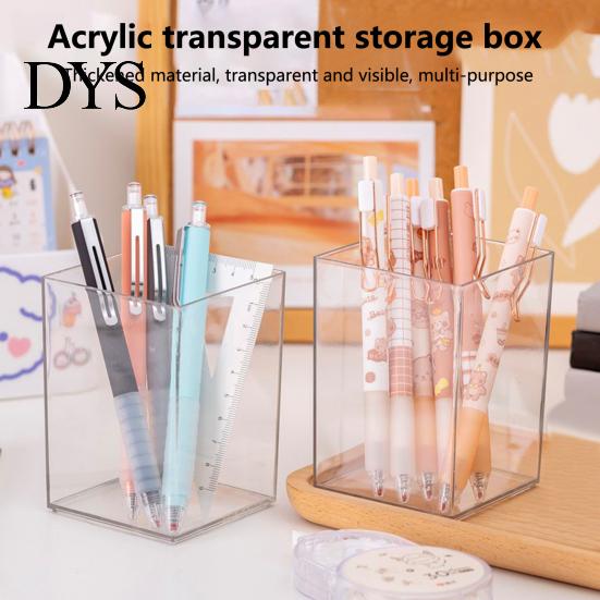 Makeup Brush Organizer Pen Holder Multifunctional Transparent Visible Large Capacity Acrylic Pot Stationery Pencil Storage Box Home Supplies Container
