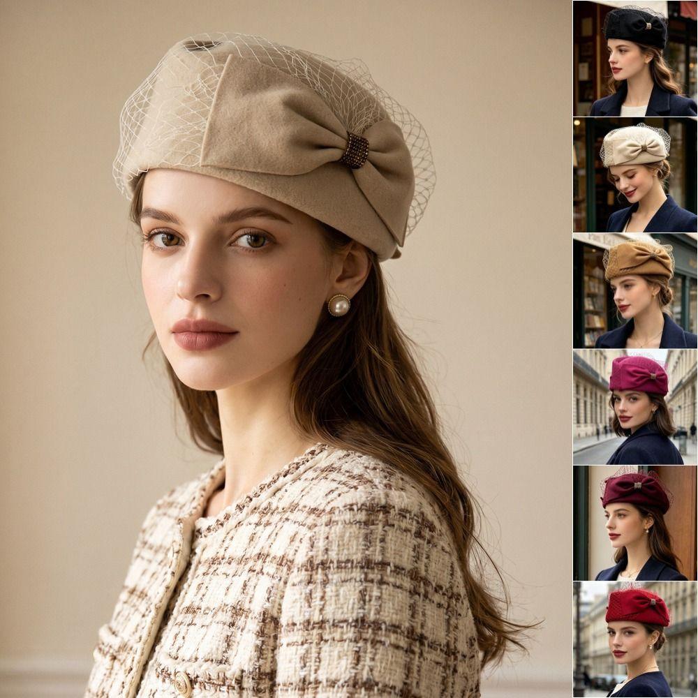 Klobouky Fedora Síťovaný Top Hat Francouzský Styl Klobouk Pillbox Klobouk Fedora s Mašlí Koktejlová Událost
