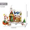 1 Set of Christmas House Model Building Blocks DIY Santa Sleigh Puzzle Assembly Bricks Kids Toys Holiday Gifts Home Decoration