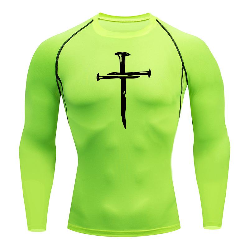Christian Workout Compression Shirts Graphic Long Sleeve Rash Guard Athletic Quick Dry Tees Tops Mens Gym Undershirts Baselayers