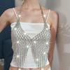 Sparkling Tassel Bra Chain for Crop Top Luxury Mesh Body Chain Jewelry Crystal Lingerie  Women