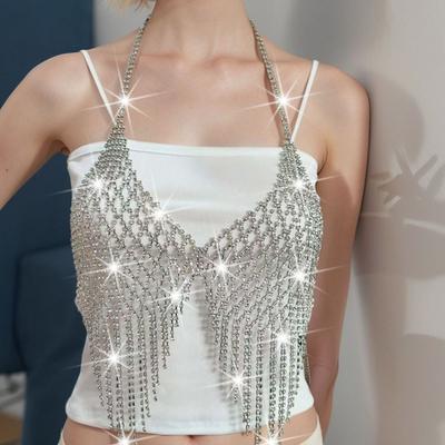 Chaîne de Soutien-gorge à Franges Mode pour Crop Top Lingerie Cristal Scintillant pour Boîte de Nuit