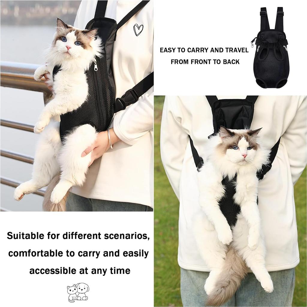 Pet Carrier Backpack for Small Medium Dogs Cats 5-18 Lbs, Legs Out, Adjustable Pet Front Carrier for Hiking Camping Traveling