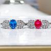 Gusen Jewelry Ice Flower Cut Oval Zircon Ring with High Carbon Diamond - Colorful European and American Style