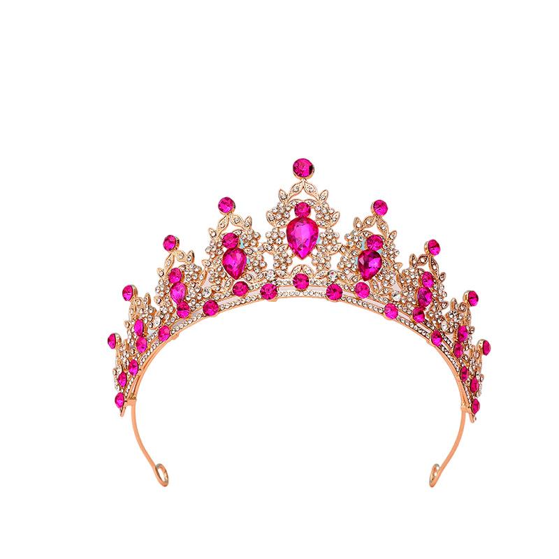 Wedding and Birthday Headband Leaf Inlaid with Rhinestone Crystals Colorful Princess Bridal Accessories