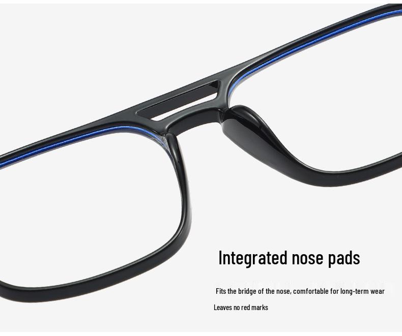 Unisex TR90 Anti-Blue Light Glasses Frame - Street Style, Double Bridge, Flat Lenses