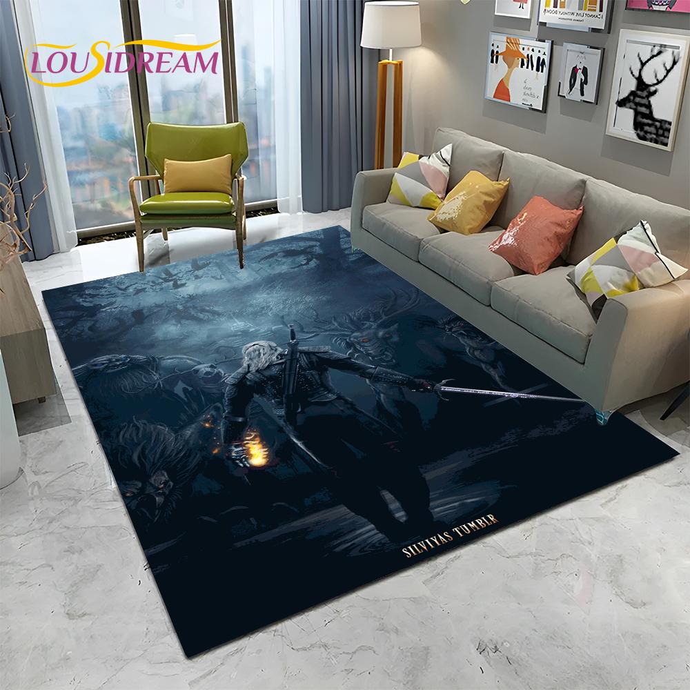 3D W-Witcher Games Gamer TV Cartoon Carpet Rug for Home Living Room Bedroom Sofa Doormat Decor,kids Area Rug Non-slip Floor Mat