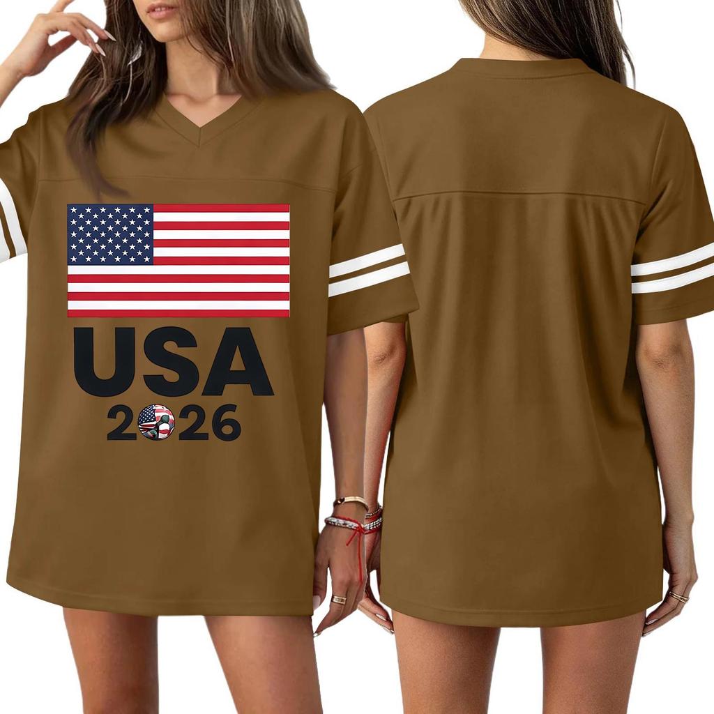 Women's Casual & Stylish V-Neck Sports — Print Short-Sleeve Athletic T-Shirt Top