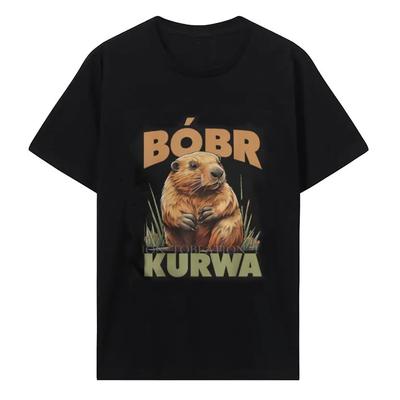 Beaver Nejnovější trička Kurwa Bobr Bober Unisex Harajuku Čistá bavlna Topy Tričko Kulatý výstřih 42854