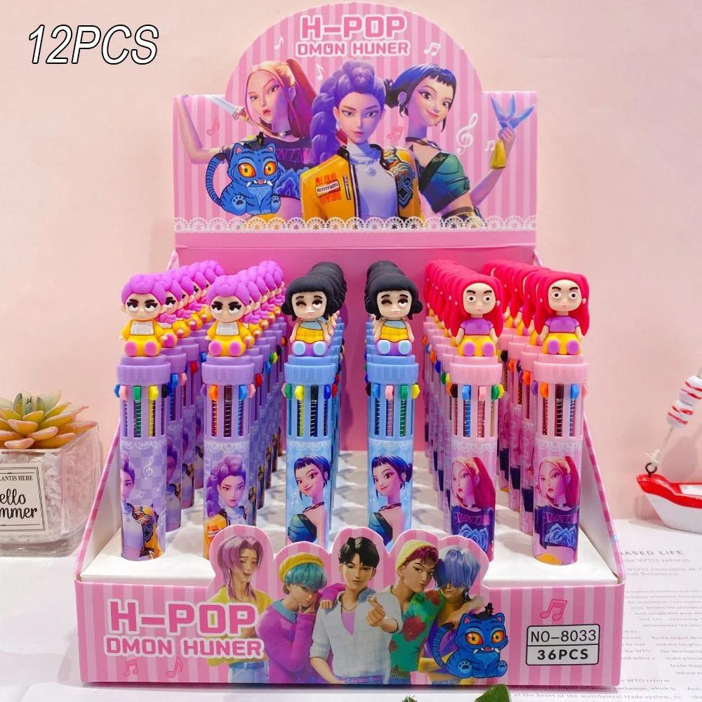 1/3/12PCS 10Colors Kpop Demon Hunters Ballpoint Pens Rumi Zoey Pen for Students Classroom School Supplies Party Favors Gifts &*