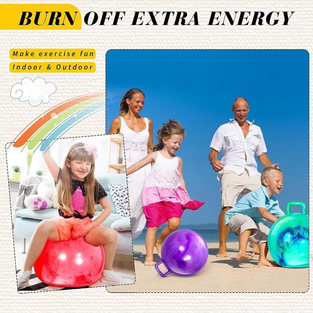Inflatable Bouncing Ball With Handle Jumping Ball Outdoor Fun Hopper Ball  Children Gift