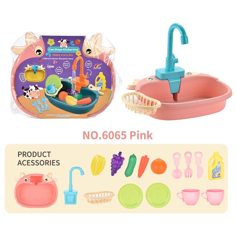 Children's Pretend Play Electric Sink with Circulating Water and Vegetable Washing Features