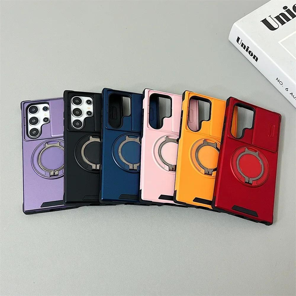 Armor Magnetische Halterung Hülle für Samsung Galaxy A56 A55 A36 A35 A16 A15 A54 NOTE 20ultra Schiebekamera Schutz Stoßfeste Hülle