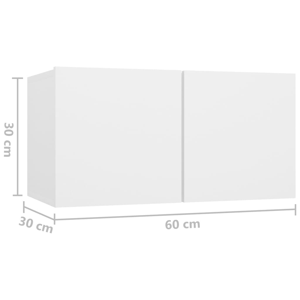 4 piece TV cabinet set white particleboard