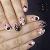 24Pcs Halloween Press On Nail,Almond Fake Nail Bat Acrylic Nail Glossy False Nail Stick On Nail Full Cover Fake Nail