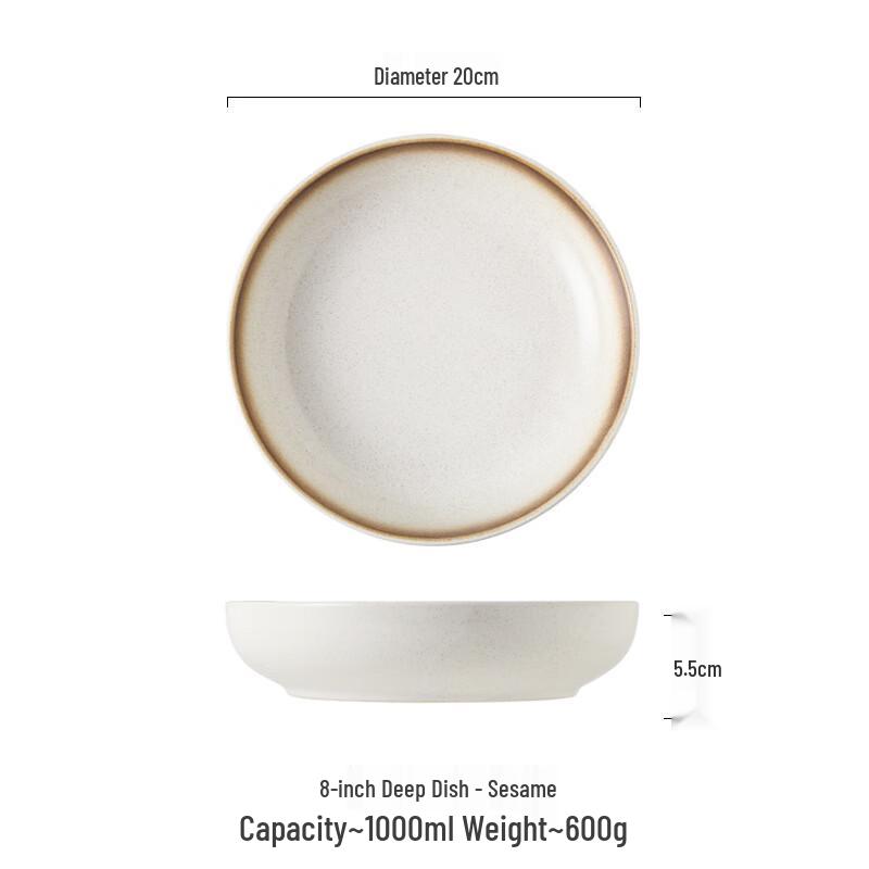 ZISIZ Ceramic Round Deep Plate