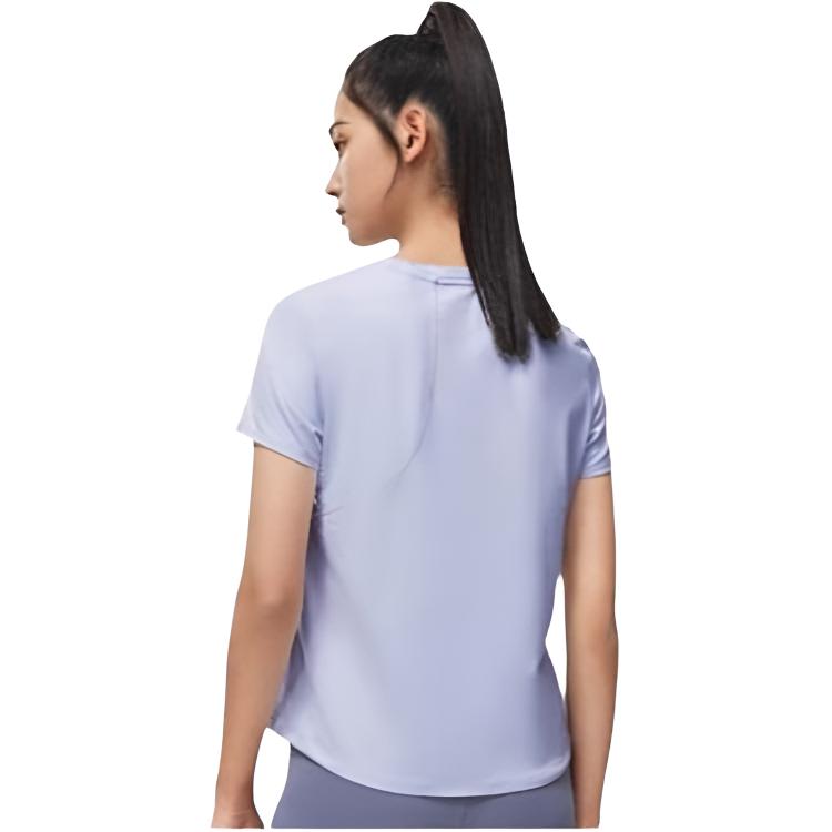 Li Ning Plain Logo Print Round Neck Pullover Short Sleeve T-Shirt Women Tops Sky-Blue ATST230-7