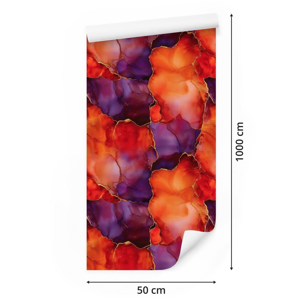 Ink Red, Peach and Burgundy Wallpaper 50x1000