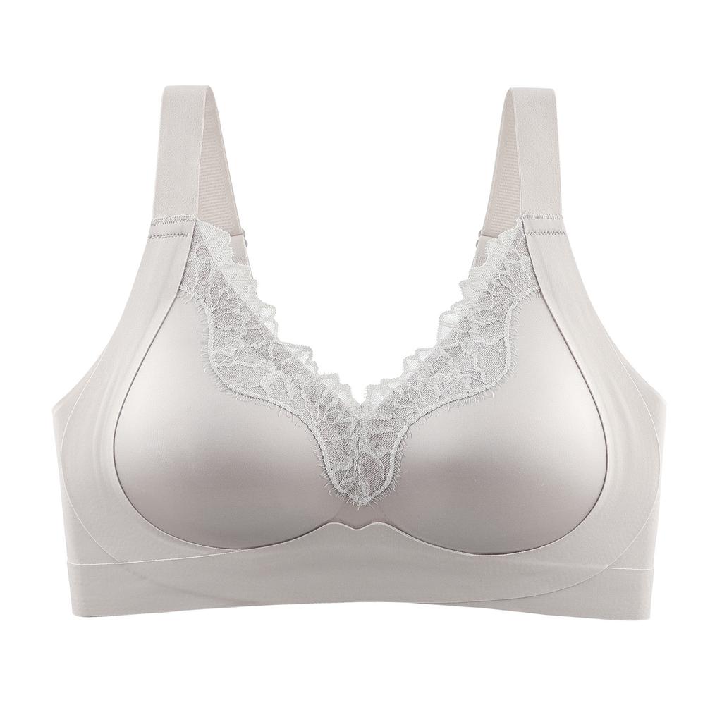 Big-breasted Underwear, Women's Upper Support, Pull Together, Comfortable Fixed Cup, Seamless Back, Double Breasts, Lace Bra Cover