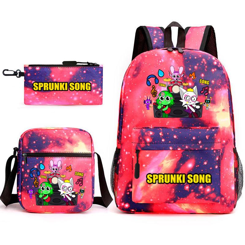 3D New Game Rhythm Box Sprunki School Bag Backpack Elementary and Secondary School Backpack Crossbody Bag Pencil Bag D