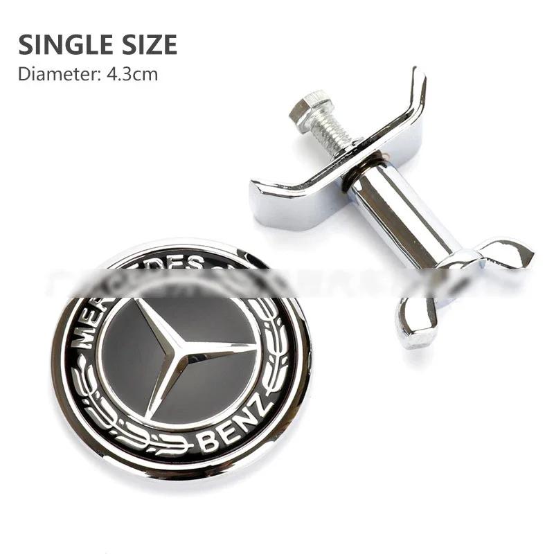 

GLC GLB 43mm Hood Stand Logo Modified To Lay Badge Car Bonnet Emblem for Mercedes Benz AMG Apple Tree Black Blue Red Star Wheat 43mm hood lay emblem